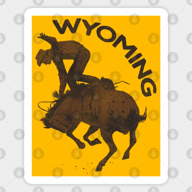 Wyoming Cowboy Vintage Travel Souvenir Magnet by darklordpug